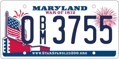 MD license plate 0BM3755