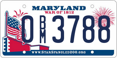 MD license plate 0BM3788