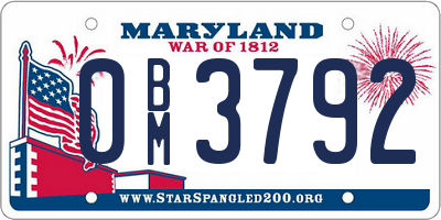 MD license plate 0BM3792
