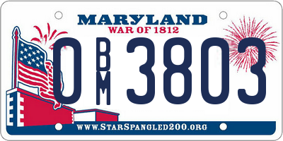 MD license plate 0BM3803