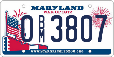 MD license plate 0BM3807