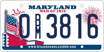 MD license plate 0BM3816
