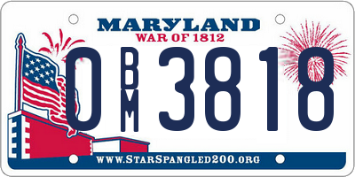 MD license plate 0BM3818