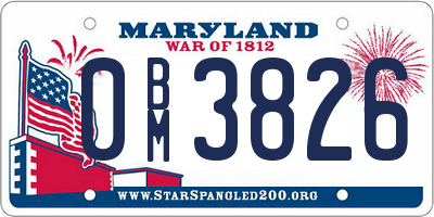 MD license plate 0BM3826