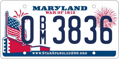 MD license plate 0BM3836