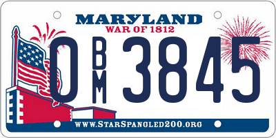MD license plate 0BM3845