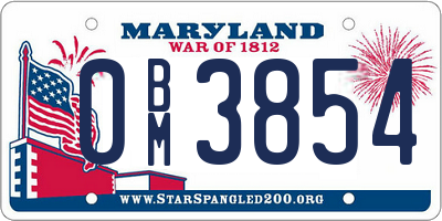 MD license plate 0BM3854