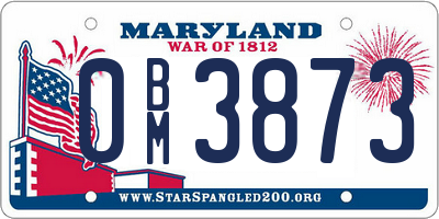 MD license plate 0BM3873