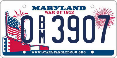 MD license plate 0BM3907