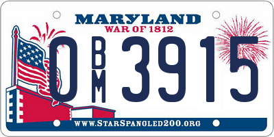 MD license plate 0BM3915