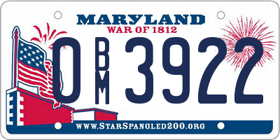 MD license plate 0BM3922