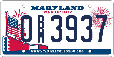 MD license plate 0BM3937