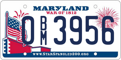MD license plate 0BM3956