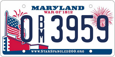 MD license plate 0BM3959