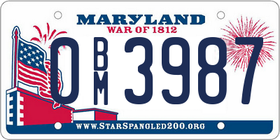 MD license plate 0BM3987