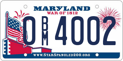 MD license plate 0BM4002