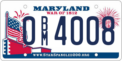 MD license plate 0BM4008