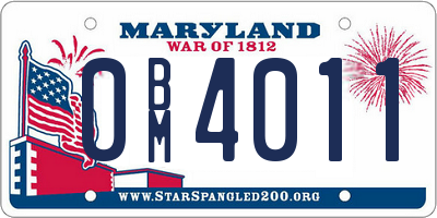 MD license plate 0BM4011