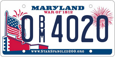 MD license plate 0BM4020