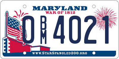 MD license plate 0BM4021