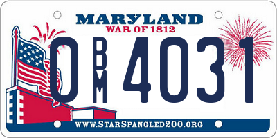 MD license plate 0BM4031