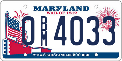 MD license plate 0BM4033