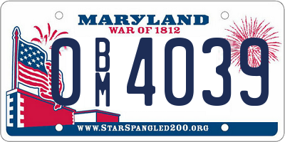 MD license plate 0BM4039