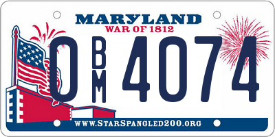 MD license plate 0BM4074