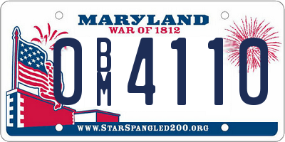 MD license plate 0BM4110