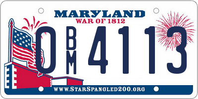 MD license plate 0BM4113