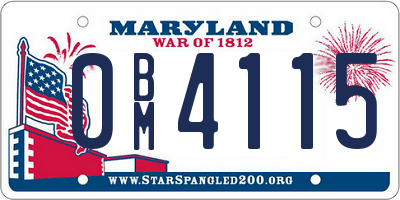 MD license plate 0BM4115
