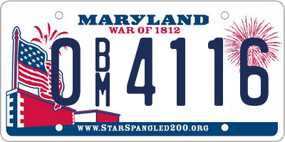 MD license plate 0BM4116