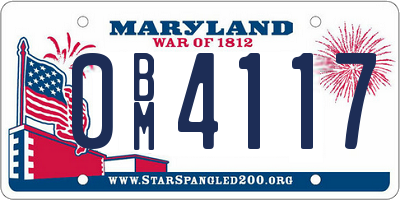 MD license plate 0BM4117
