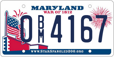 MD license plate 0BM4167