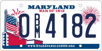 MD license plate 0BM4182