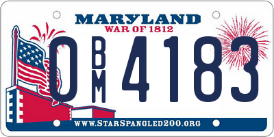 MD license plate 0BM4183