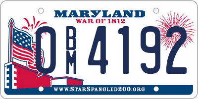 MD license plate 0BM4192