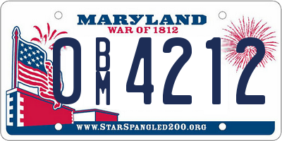 MD license plate 0BM4212