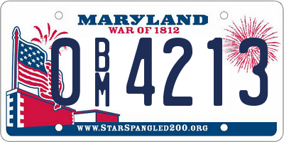 MD license plate 0BM4213