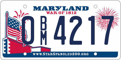 MD license plate 0BM4217