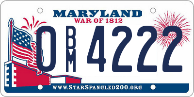 MD license plate 0BM4222