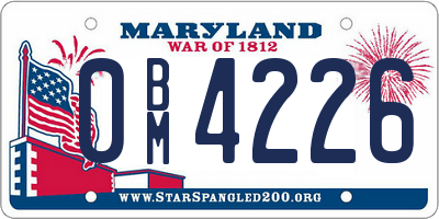 MD license plate 0BM4226