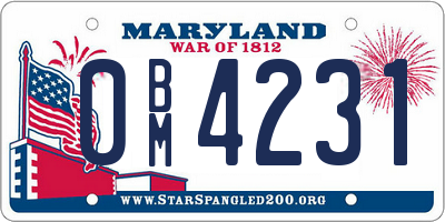 MD license plate 0BM4231