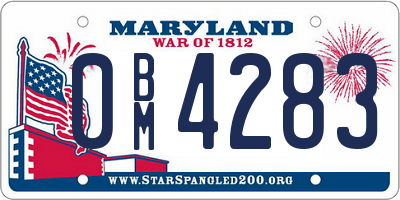 MD license plate 0BM4283