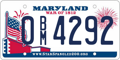 MD license plate 0BM4292