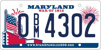 MD license plate 0BM4302