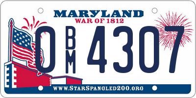 MD license plate 0BM4307