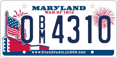 MD license plate 0BM4310