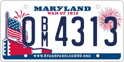 MD license plate 0BM4313