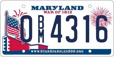 MD license plate 0BM4316